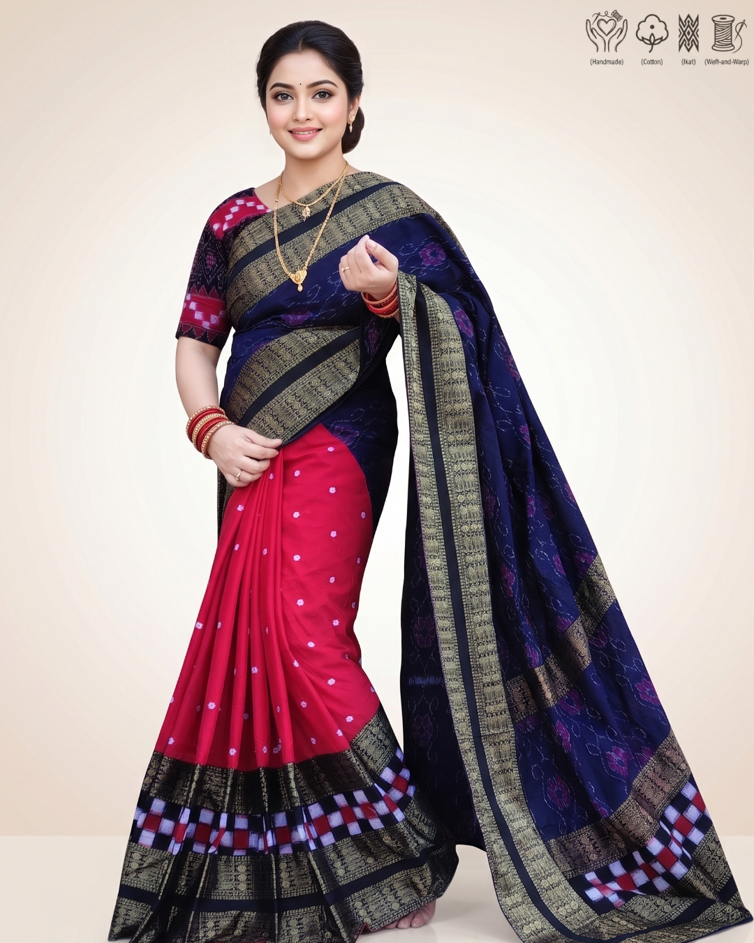 Sambalpuri Pure Handloom Patchwork Saree