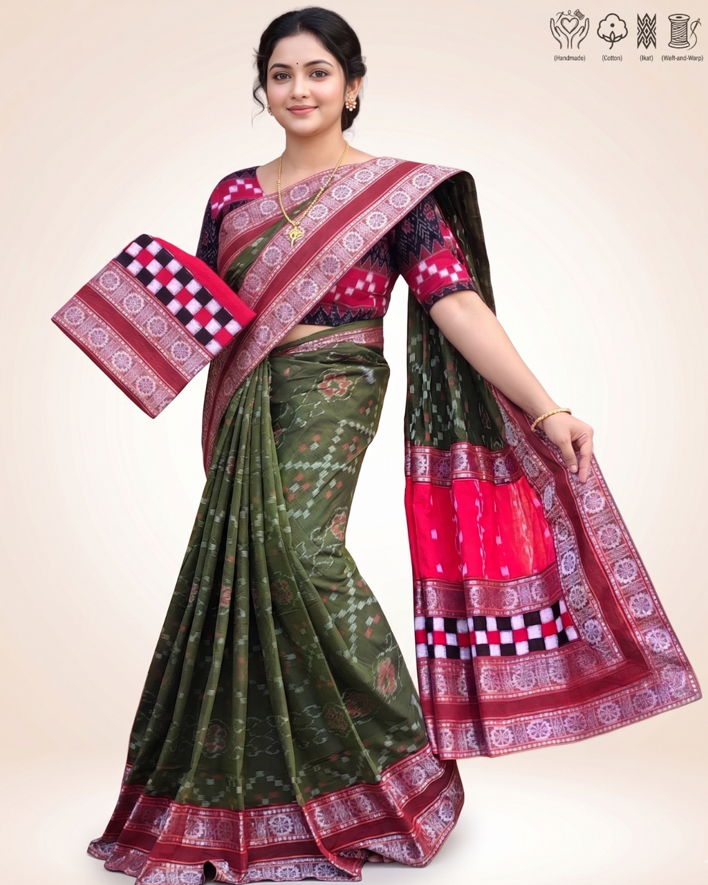 Sambalpuri Pure Handloom Patchwork Saree