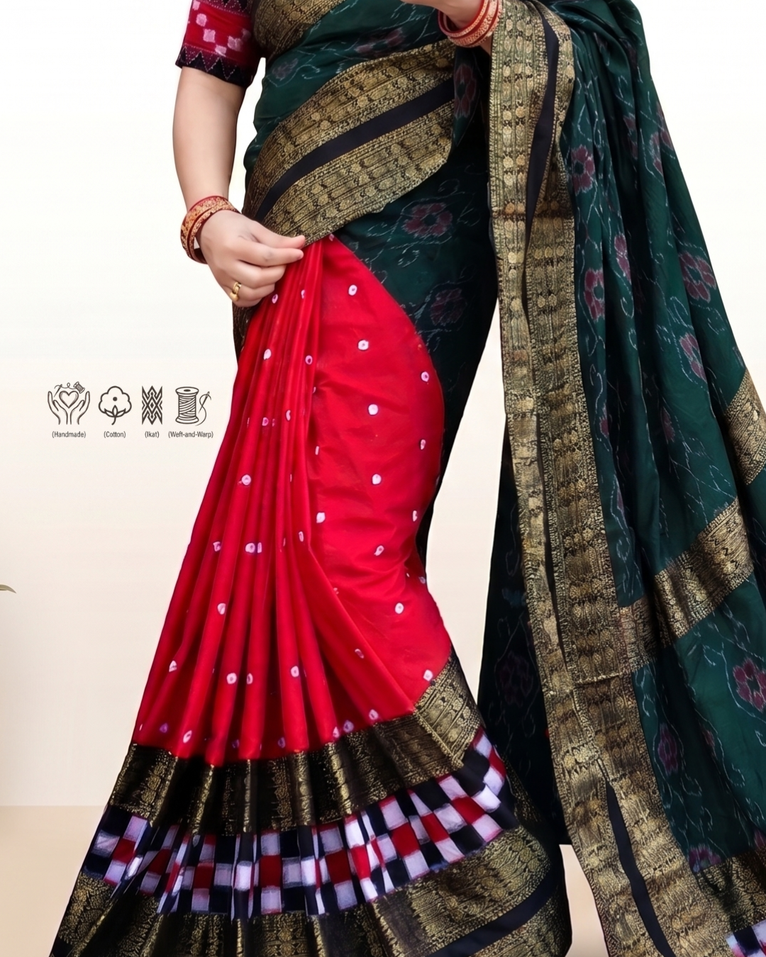 Sambalpuri Pure Handloom Patchwork Saree